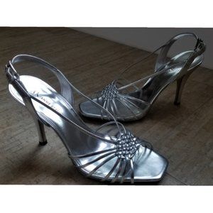 Anne Klein AKAPLIK Metallic Silver Heels